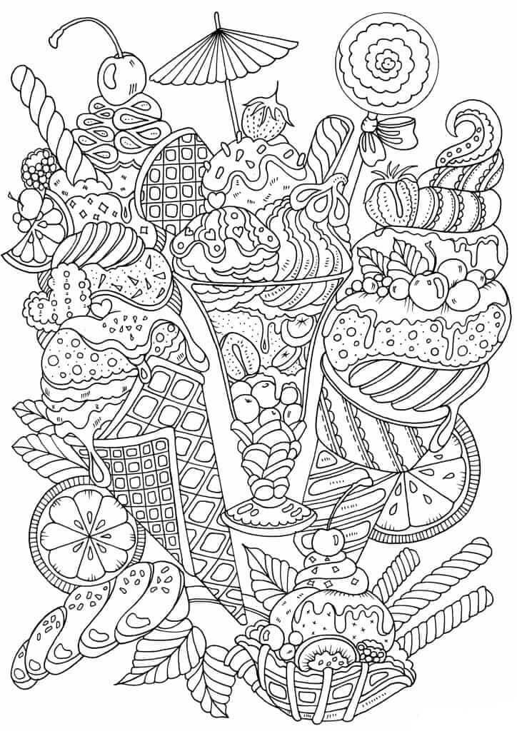 Complicated Ice Cream Image Coloring Page