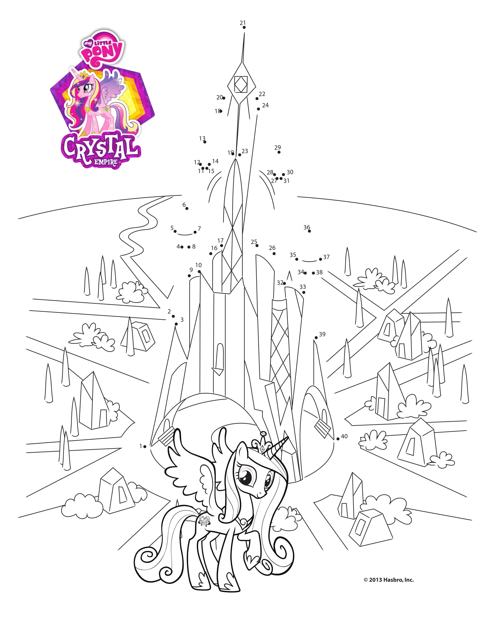 Connect The Dots Crystal Empire My Little Pony Coloring Page