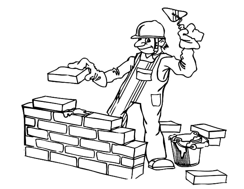 Construction Worker 1 Coloring Page