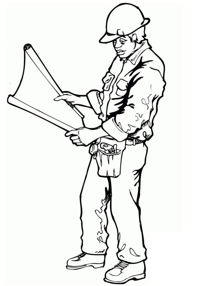 Construction Worker 3 Coloring Page