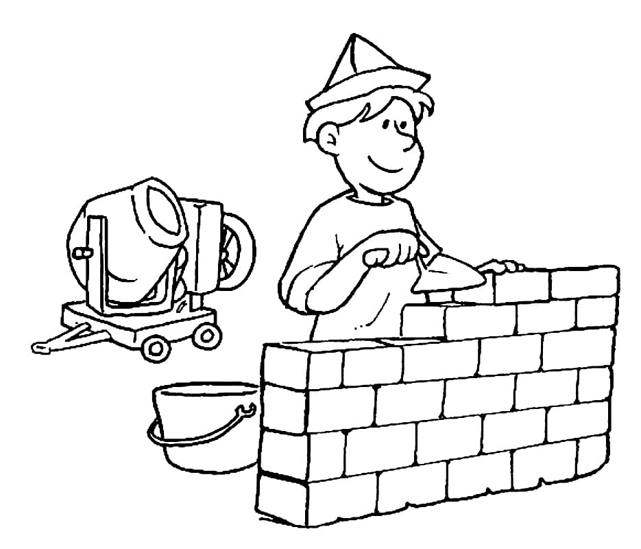 Construction Worker 6 Coloring Page