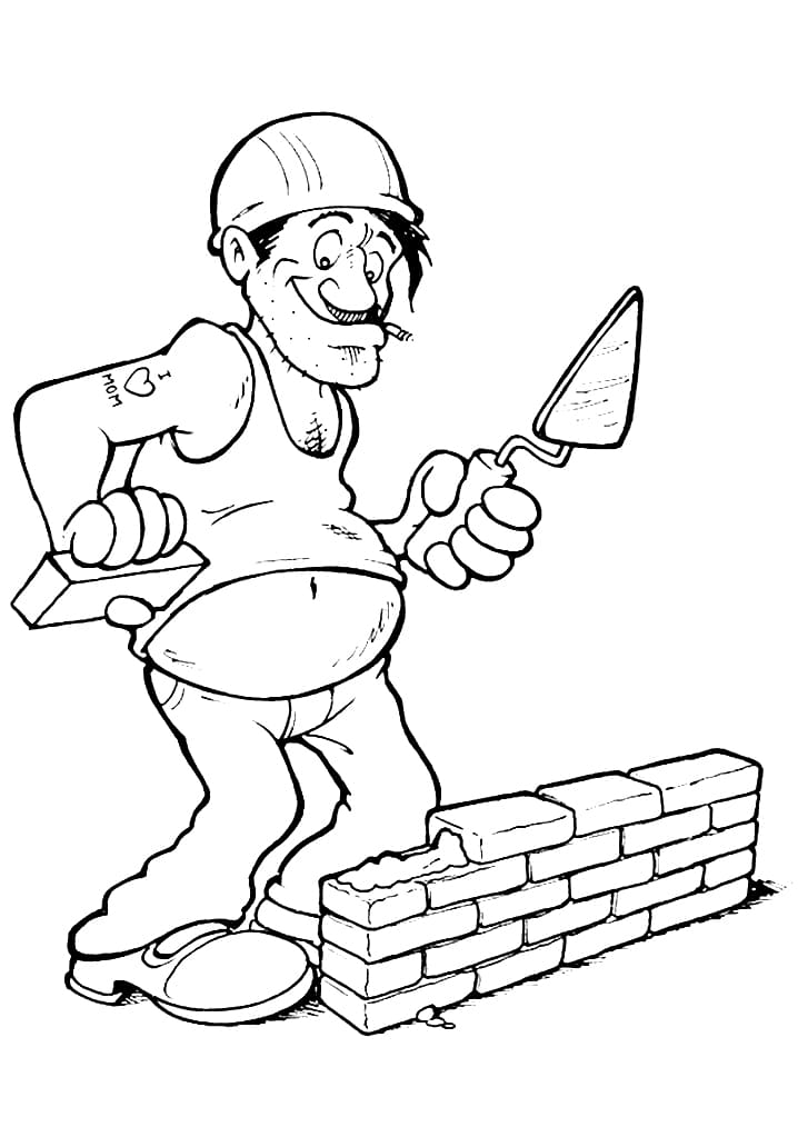 Construction Worker 7 Coloring Page