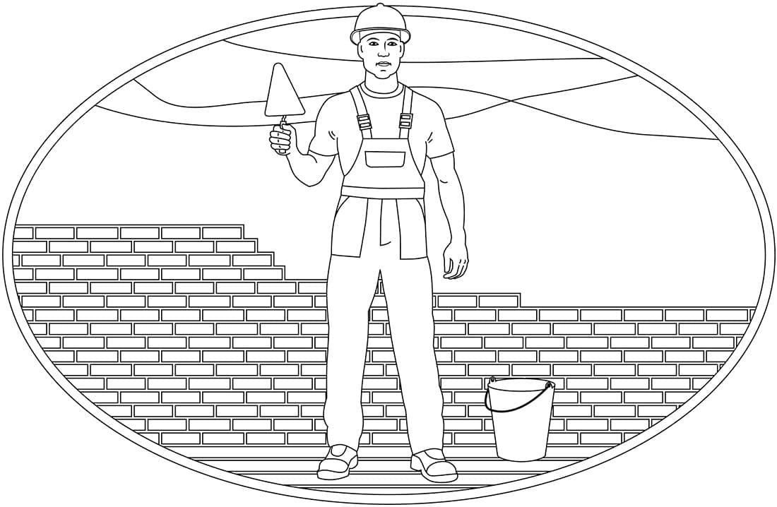 Construction Worker at Work Coloring Page