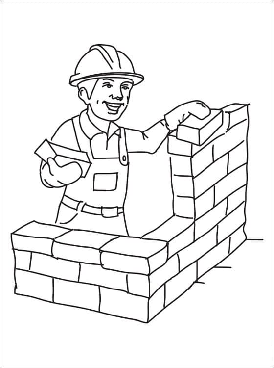 Construction Worker is Smiling Coloring Page
