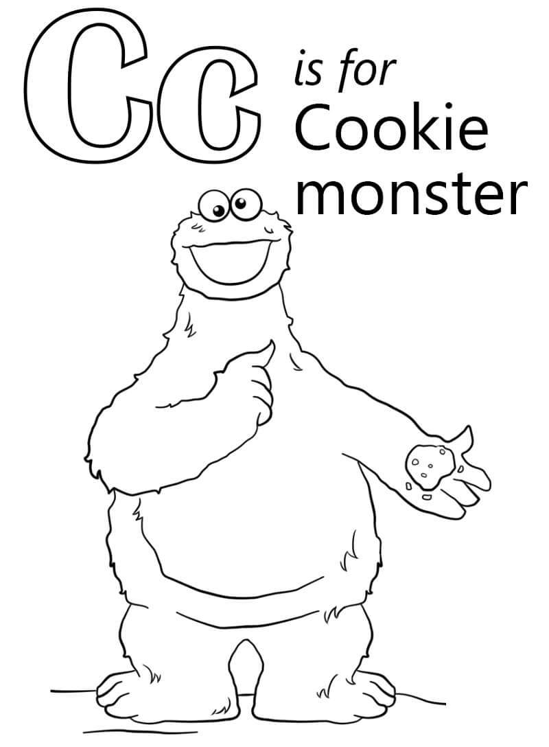 Cookie Monster Letter C Coloring Page