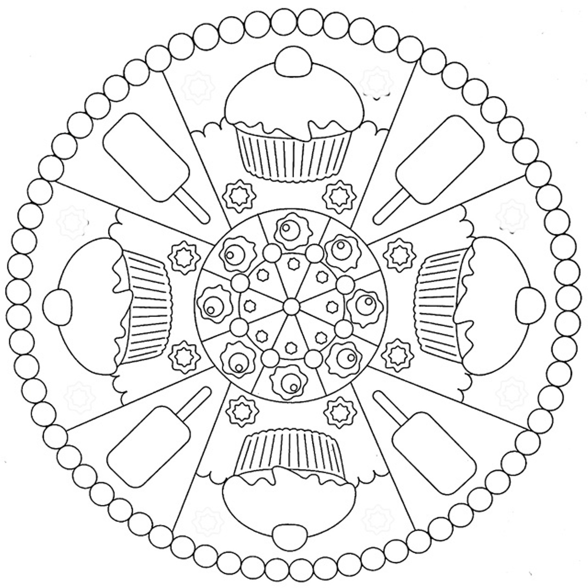 Cookies And Ice Cream Mandala S31a7 Coloring Page