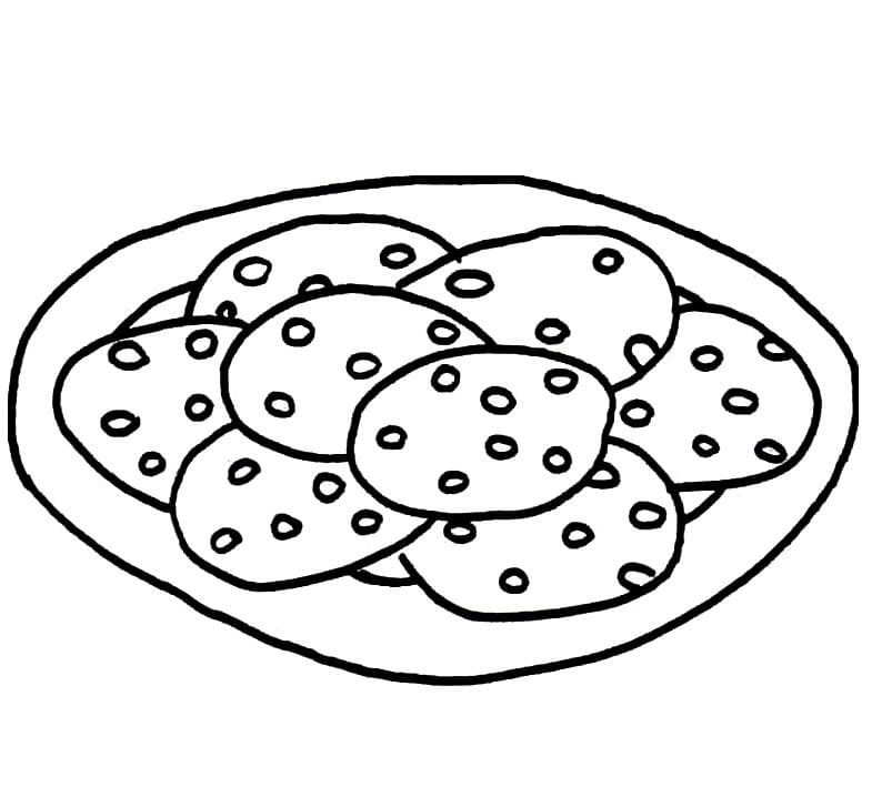 Cookies on Plate Coloring Page