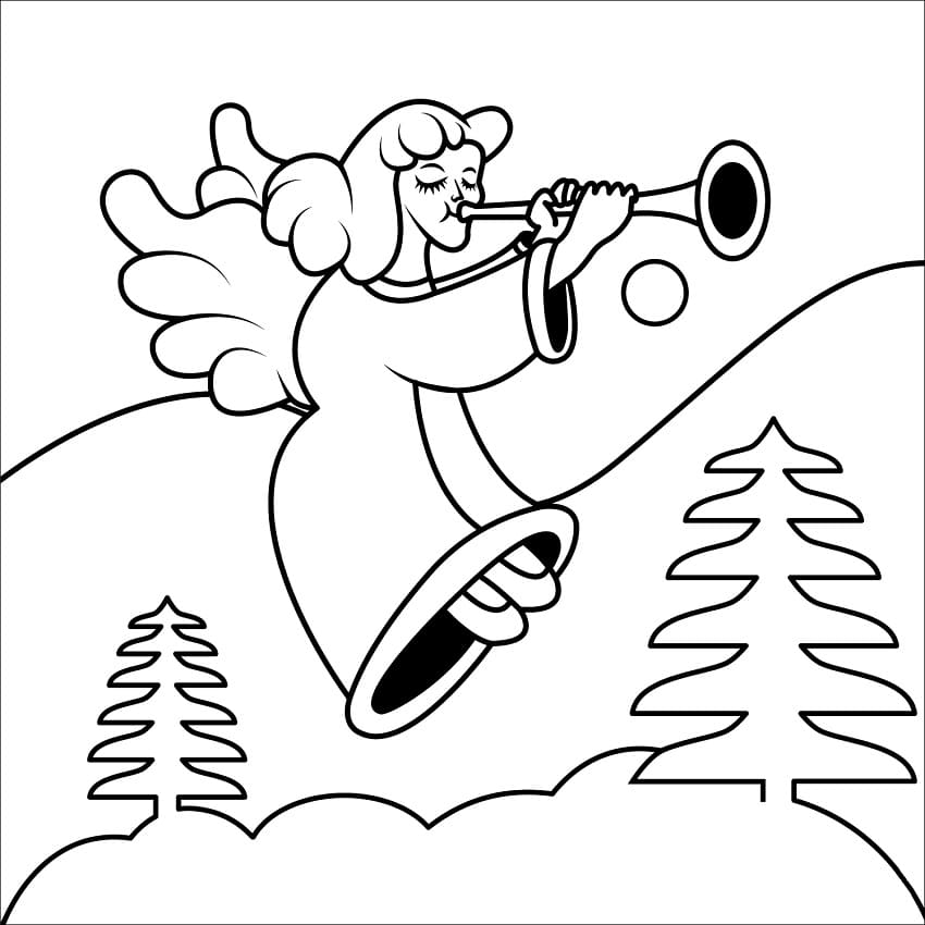Cool Christmas Angel Coloring Page