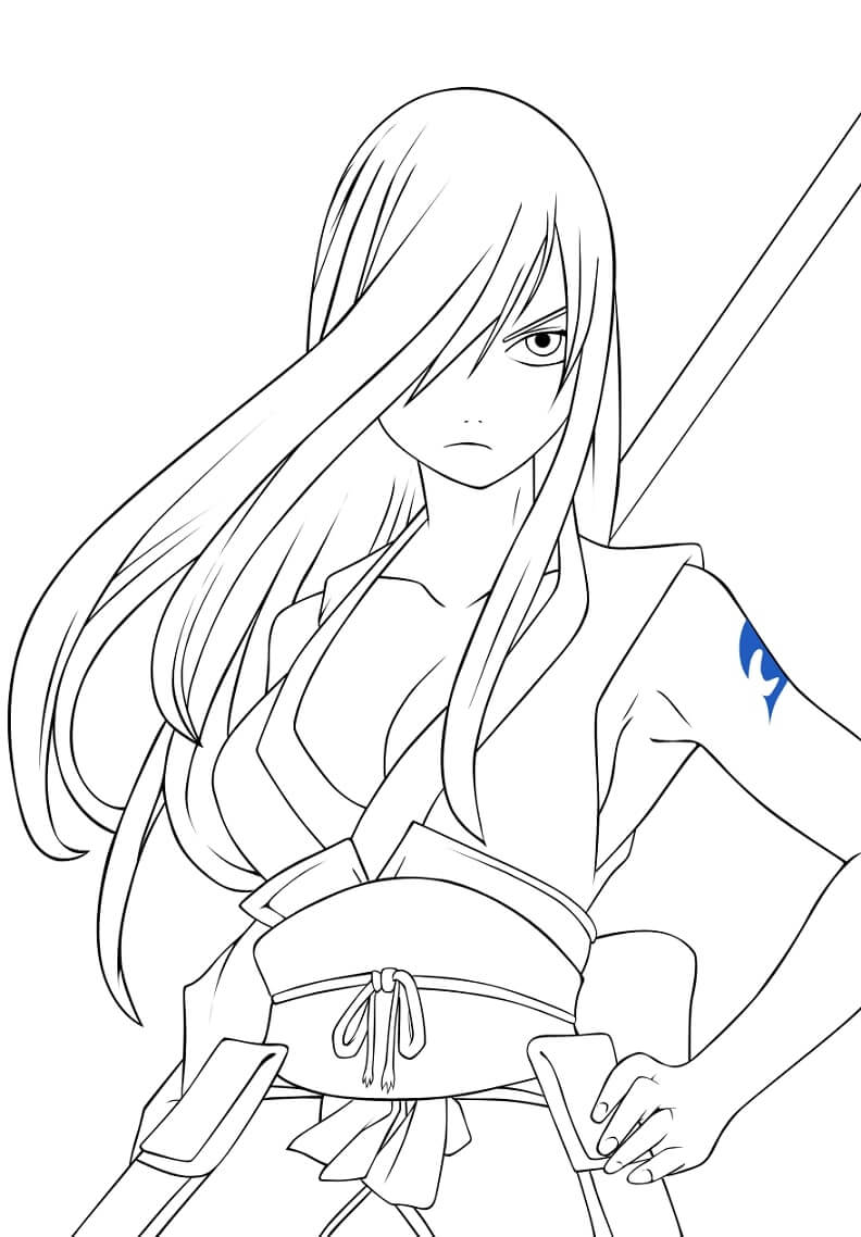 Cool Erza Coloring Page