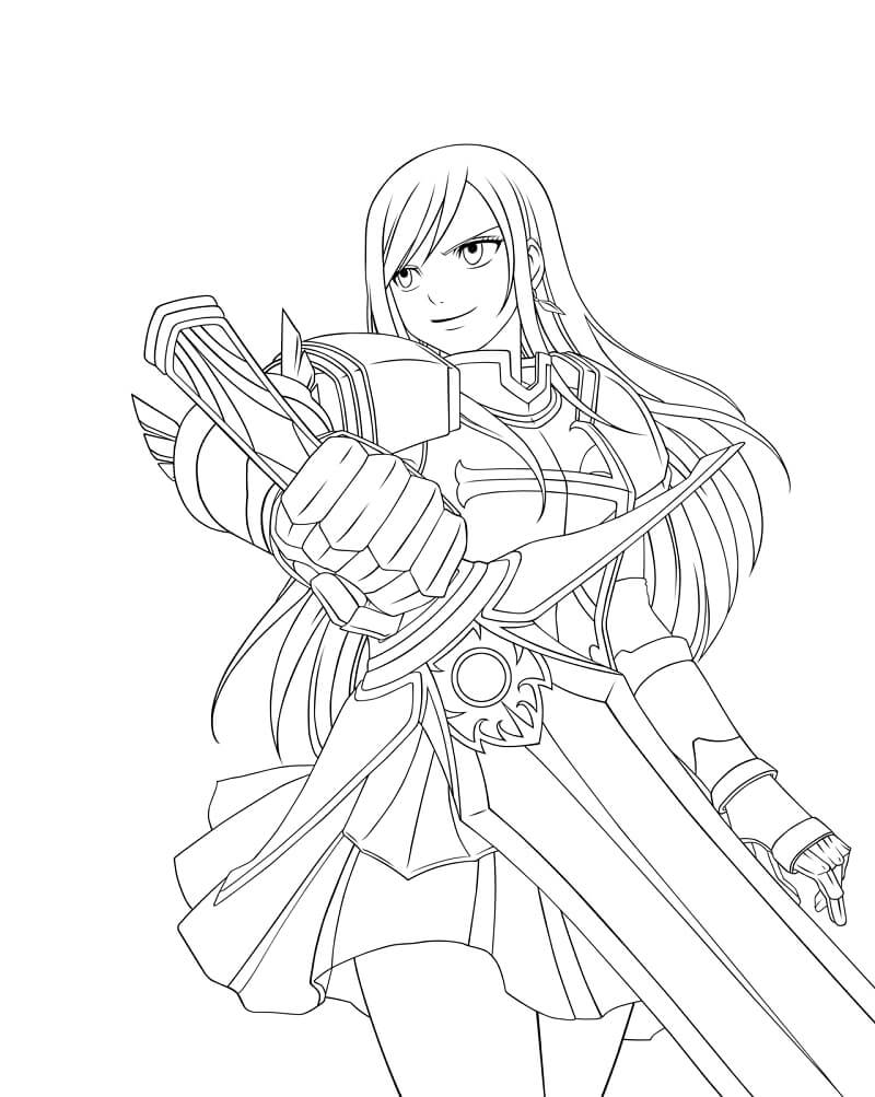 Cool Erza Scarlet Coloring Page