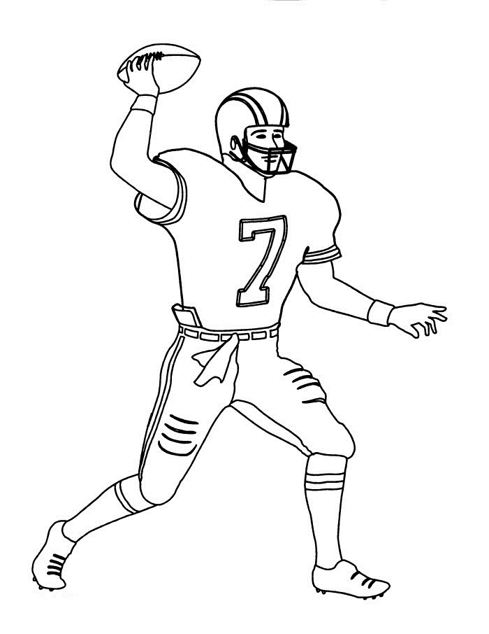 Cool Football Player Free Coloring Page