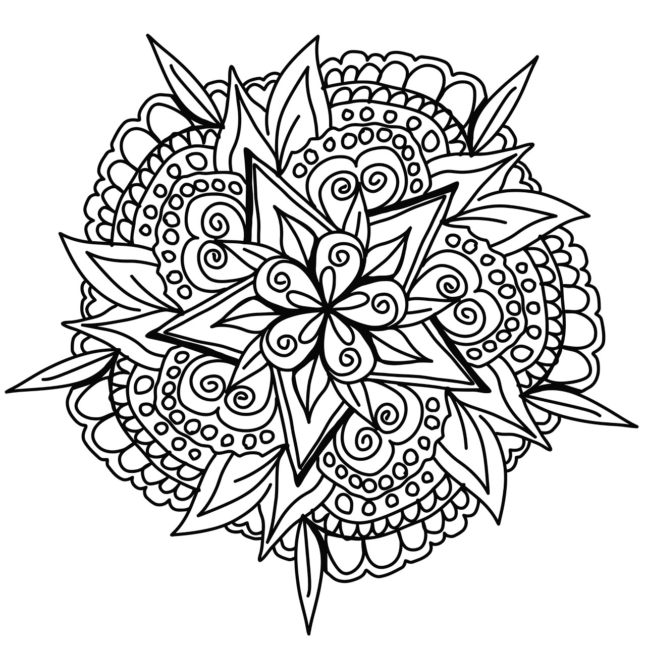 Cool Hand Drawn Mandala Coloring Page