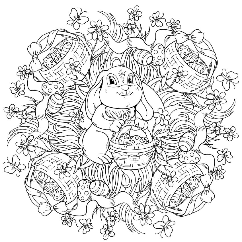 Cool Mandala Easter Coloring Page