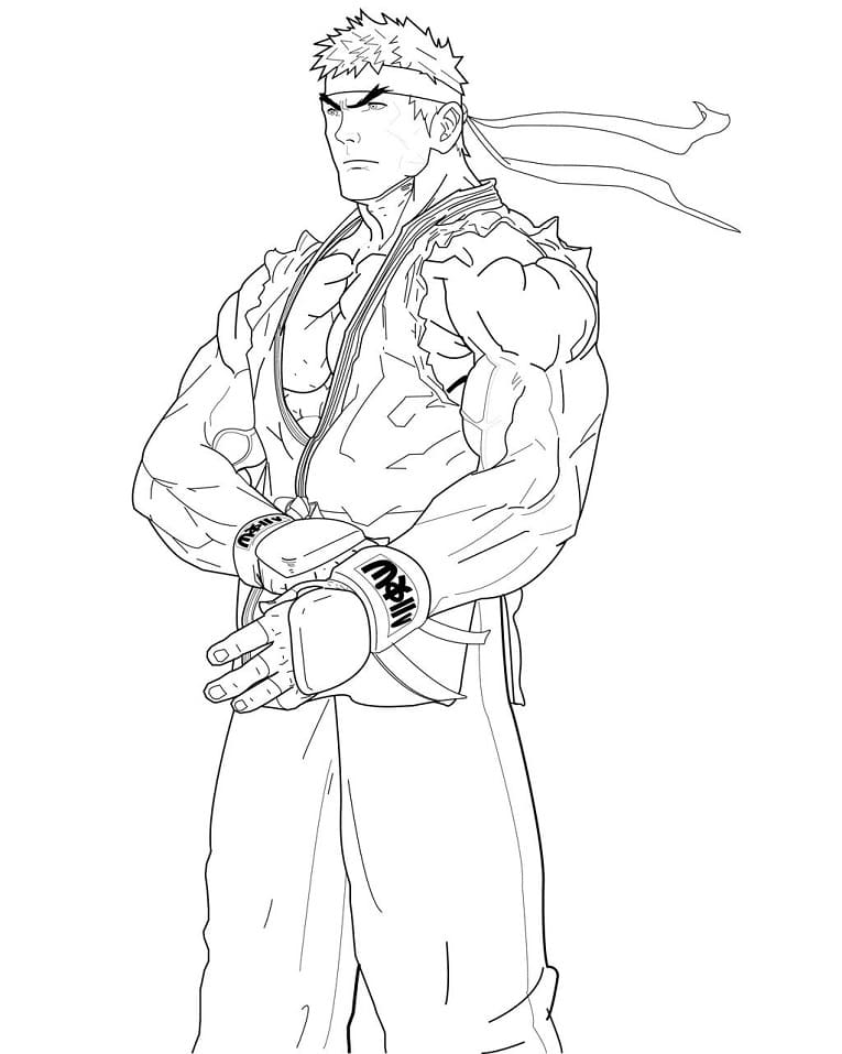 Cool Ryu Street Fighter Coloring Page