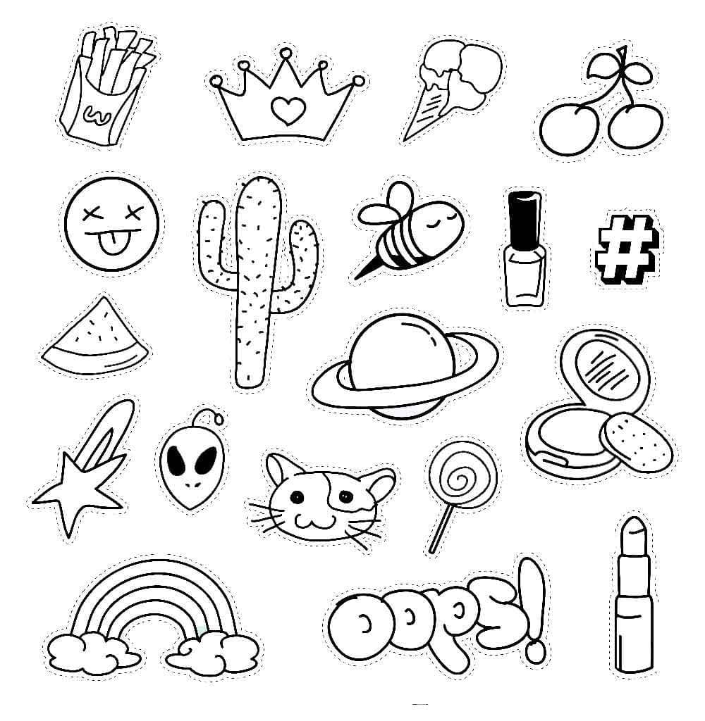 Cool Stickers Aestheics Coloring Page