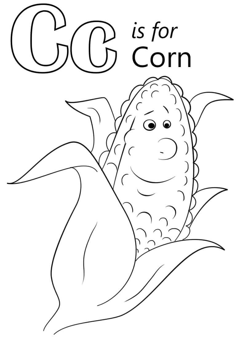 Corn Letter C Coloring Page