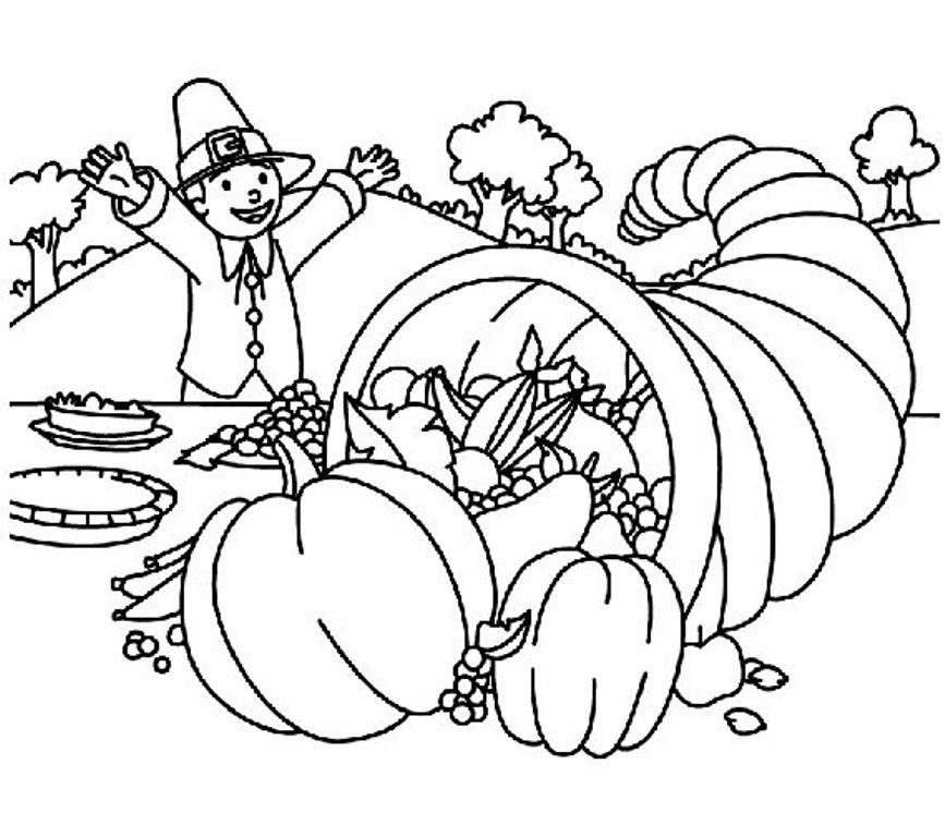 Cornucopia Free S Printable Thanksgivingfcd0 Coloring Page