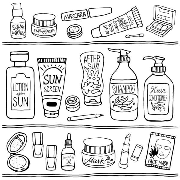 Cosmetics Aestheics Coloring Page