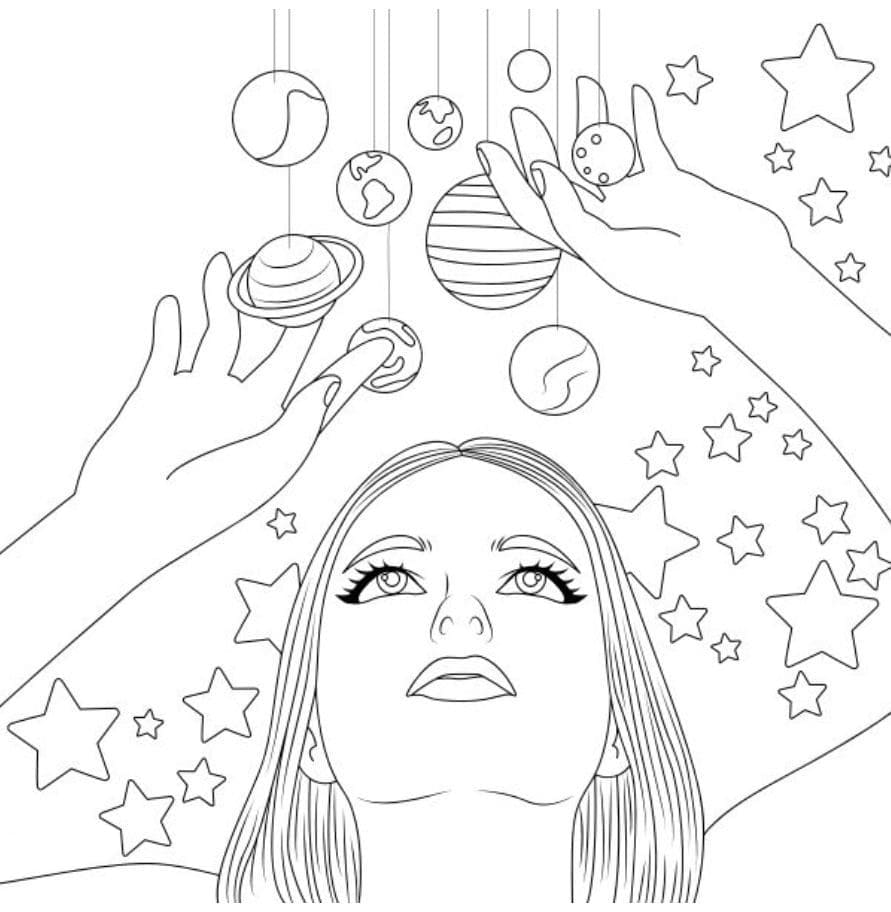 Cosmos Aestheic Coloring Page
