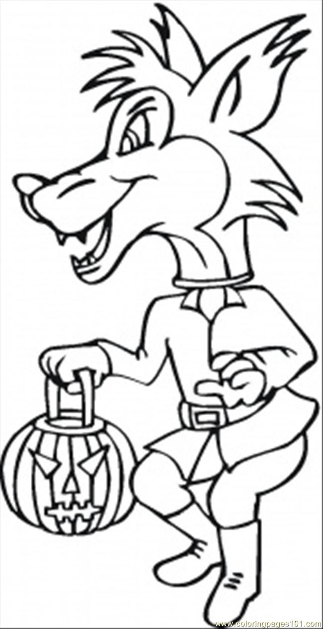 Costume Halloween Wolf Coloring Page