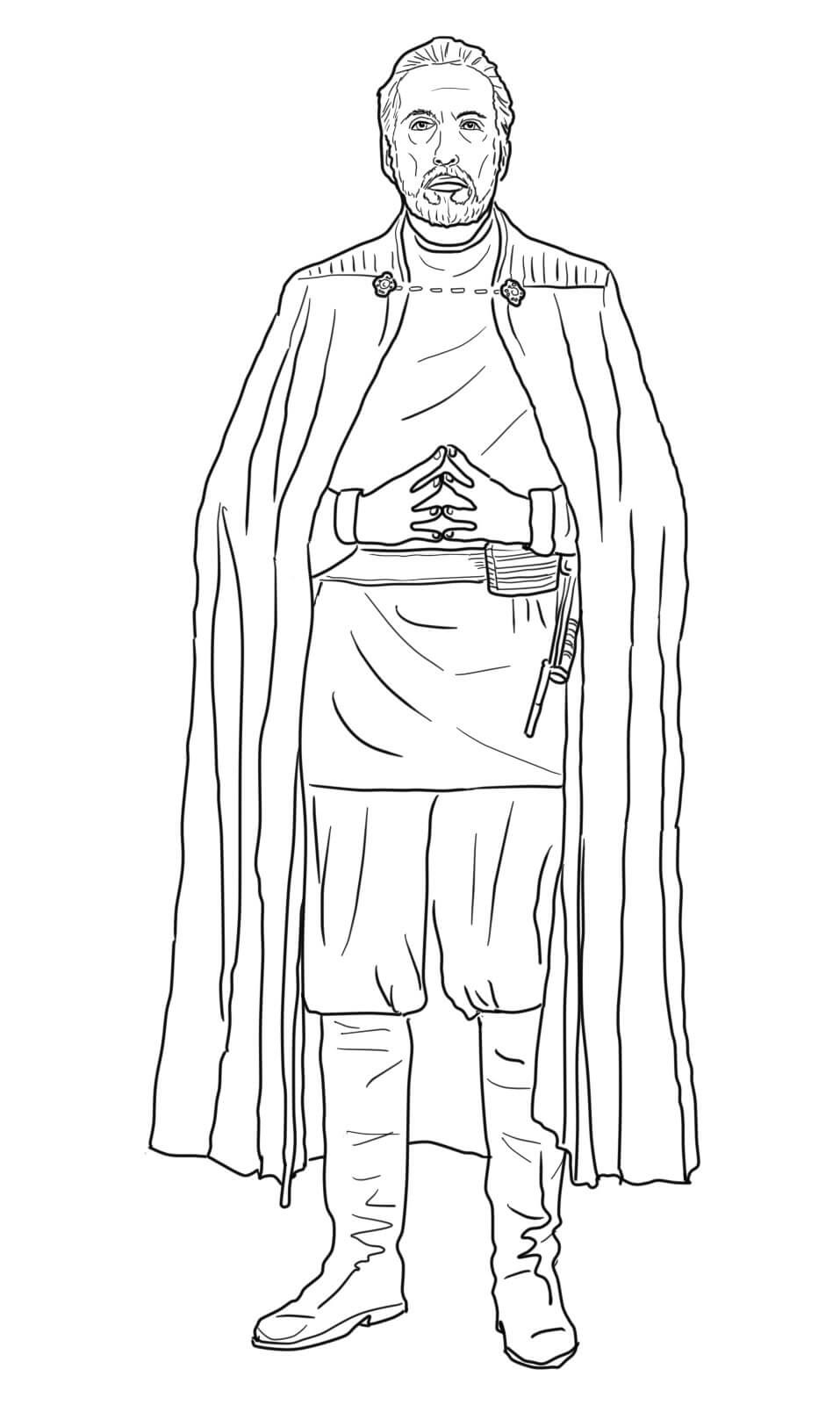 Count Dooku Star Wars Episode II Attack Of The Clones Coloring Page