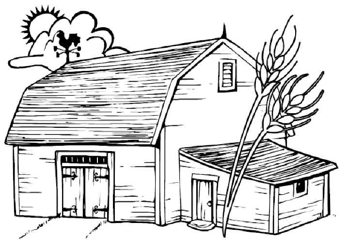 Country Wooden House Coloring Page