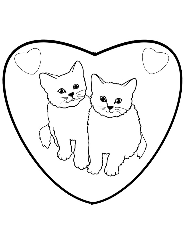 Couple Kitten Coloring Page