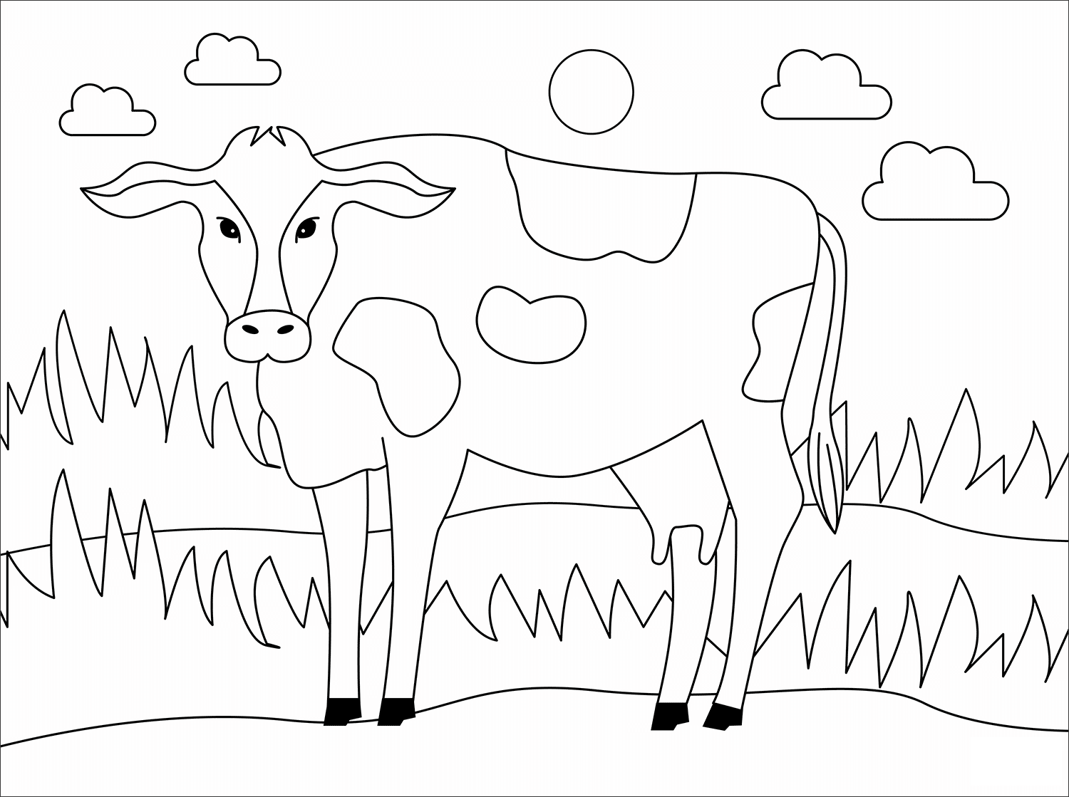 Cow Animal Simple Coloring Page