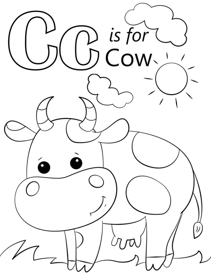 Cow Letter C Coloring Page
