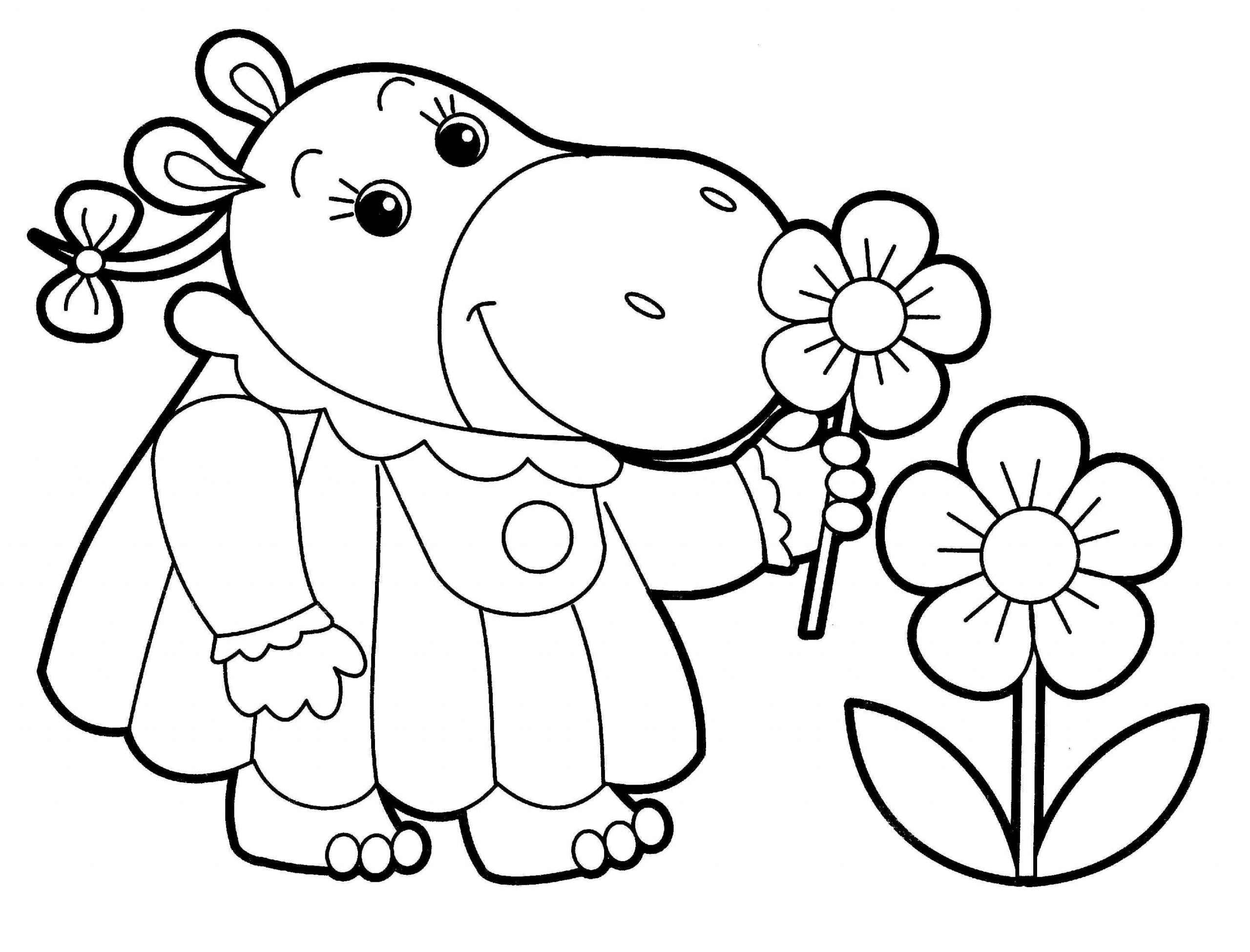 Cow Smelling Flower Coloring Page
