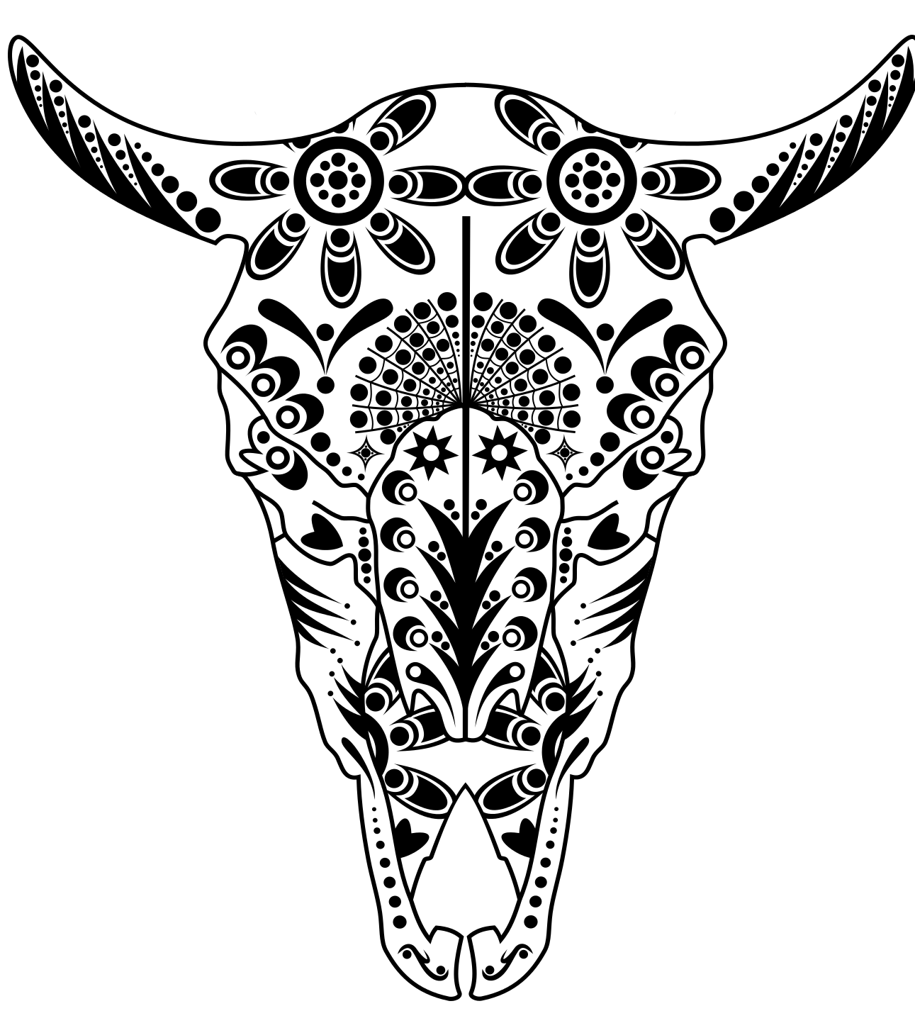 Cow Sugar Skull Pitbull Advanced Calavera Coloring Page