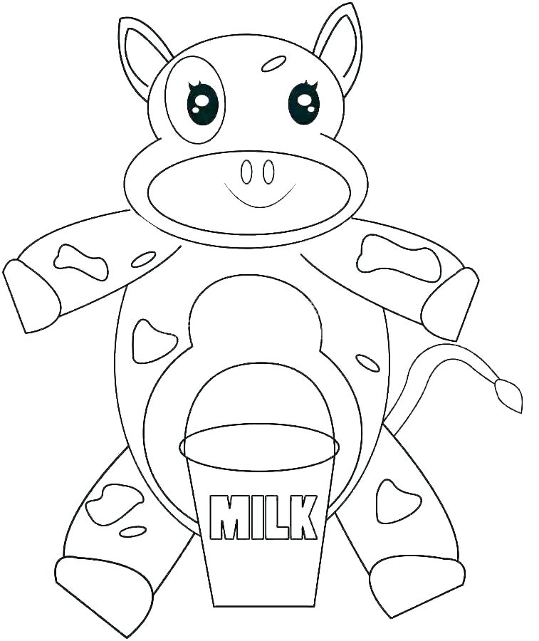 Cow With Milk Cup Coloring Page