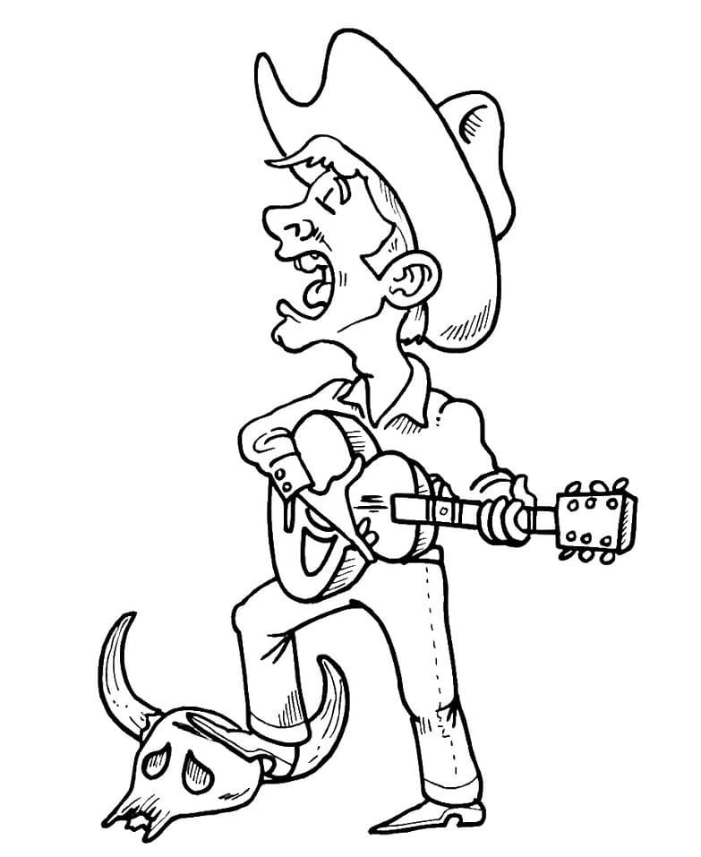 Cowboy Rockstar Coloring Page