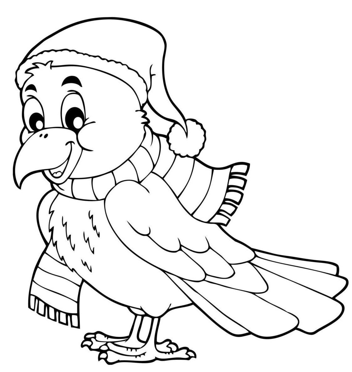 Cozy Bird Fall Coloring Page
