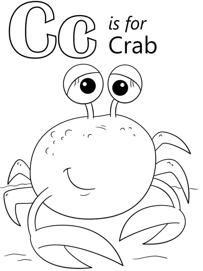 Crab Letter C Coloring Page