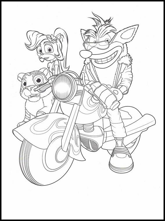 Crash Bandicoot Motorcycles Coloring Page