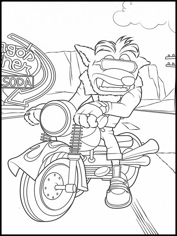 Crash Bandicoots Motorcycles Coloring Page