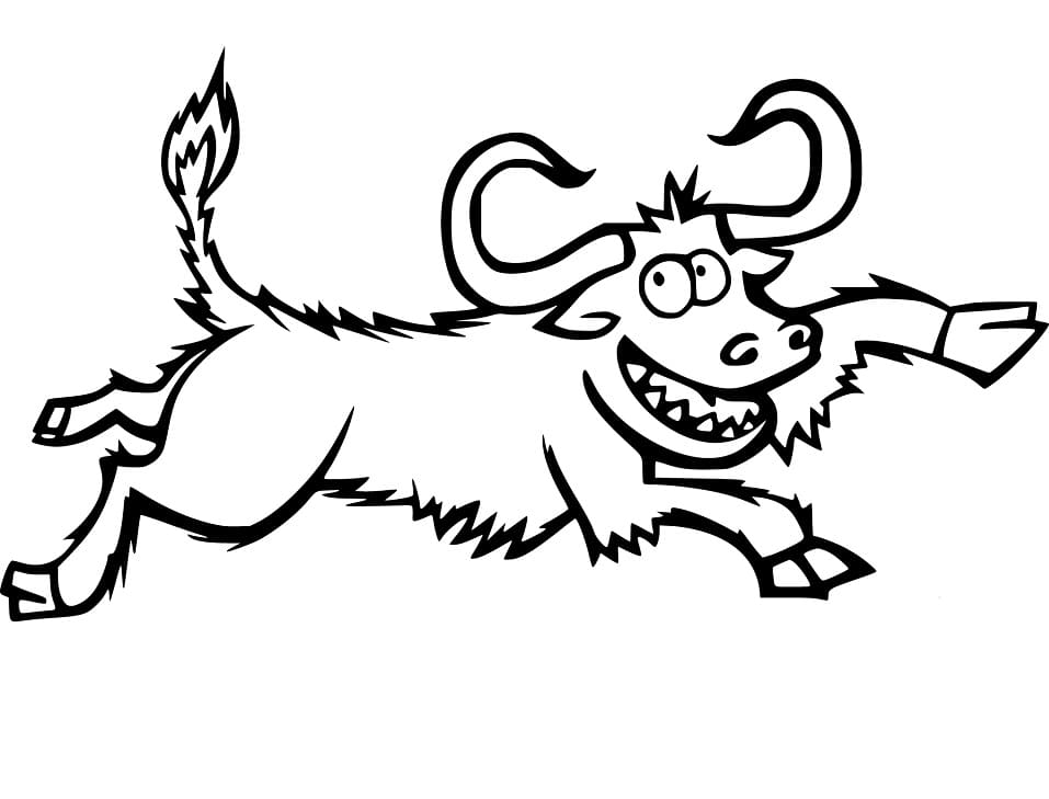 Crazy Wildebeest Coloring Page