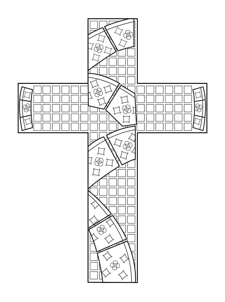 Cross Mosaic Coloring Page