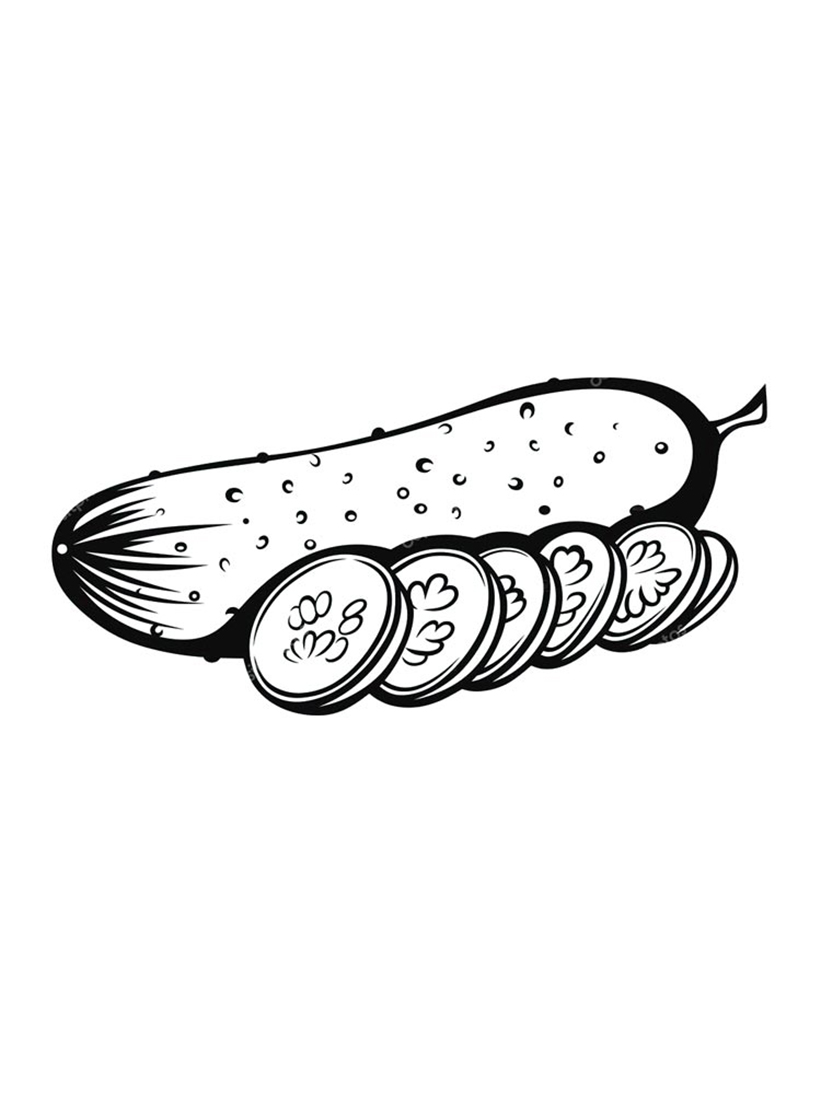 Cucumber And Slicess Coloring Page