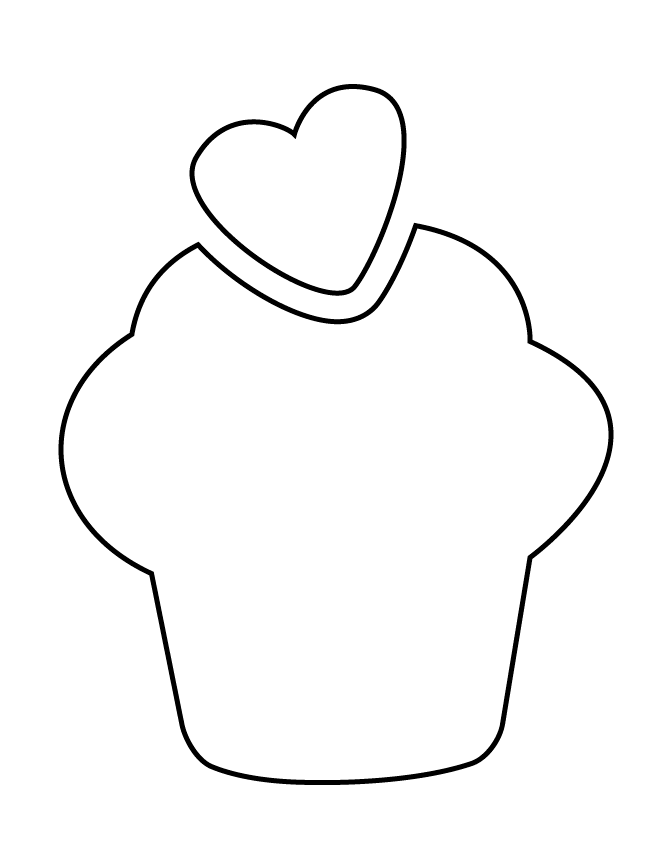 Cupcake With Heart Stencil