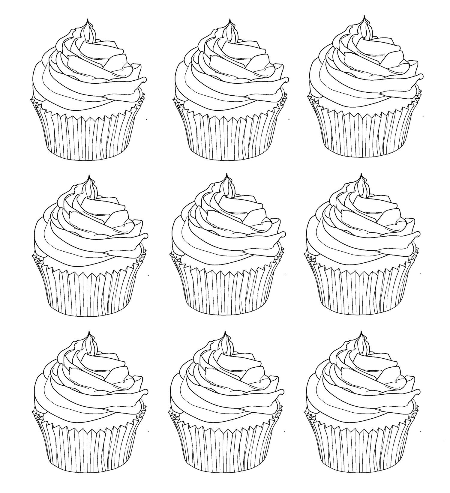 Cupcakes Warhol Coloring Page