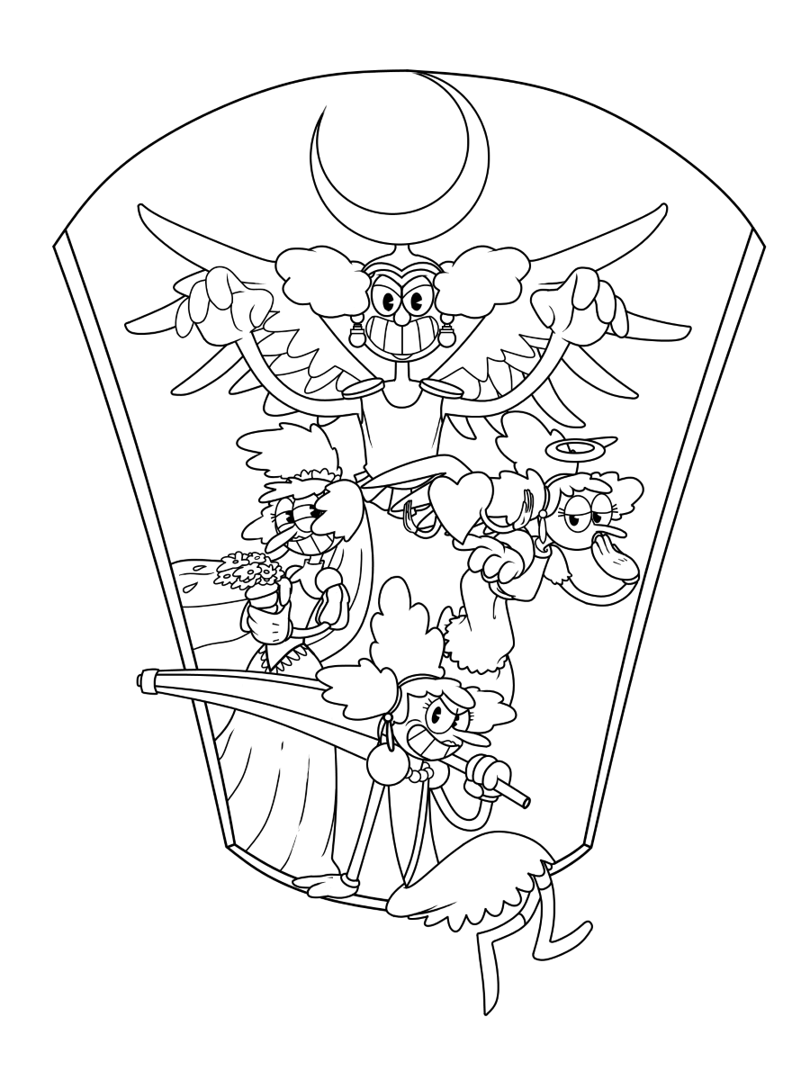Cuphead Angels Coloring Page