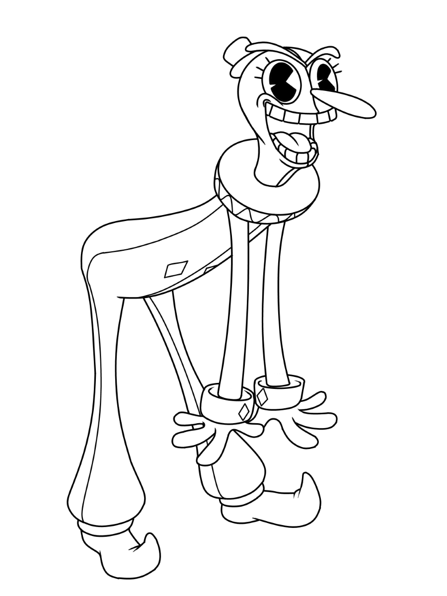 Cuphead Beppi The Clown Coloring Page
