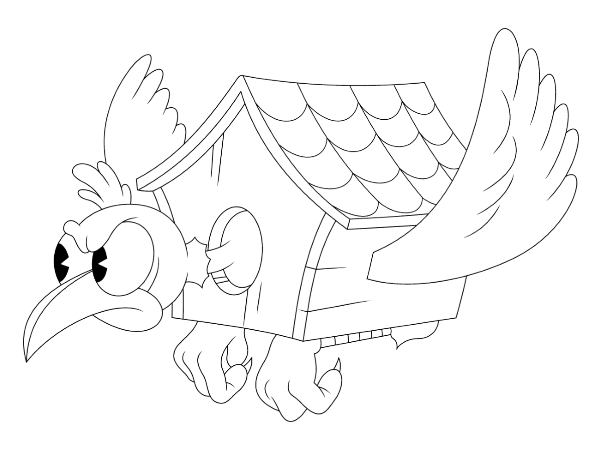 Cuphead Bird House Coloring Page