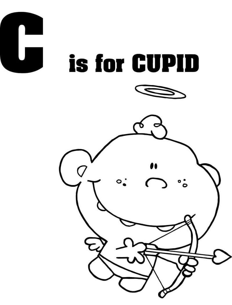 Cupid Letter C Coloring Page