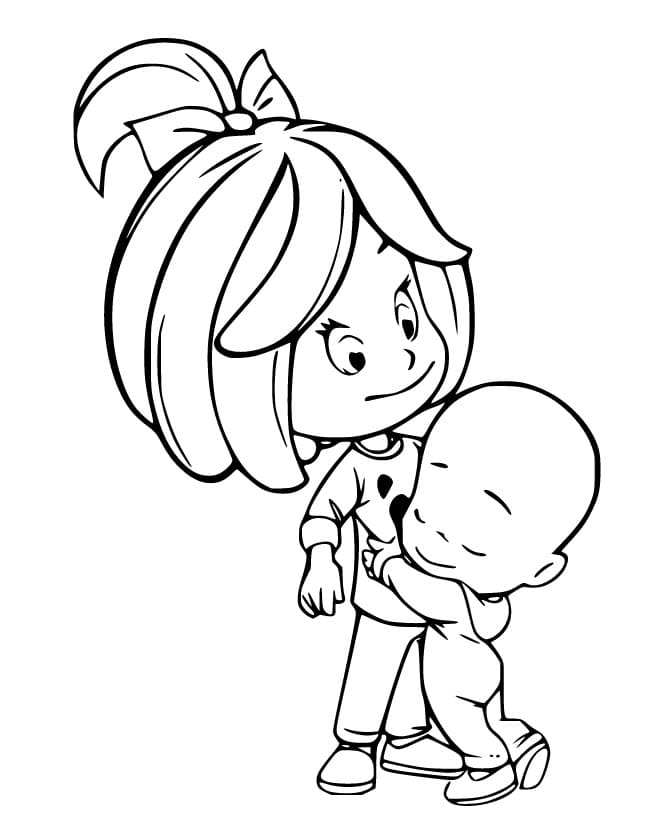 Cuquin Hugs Cleo Coloring Page