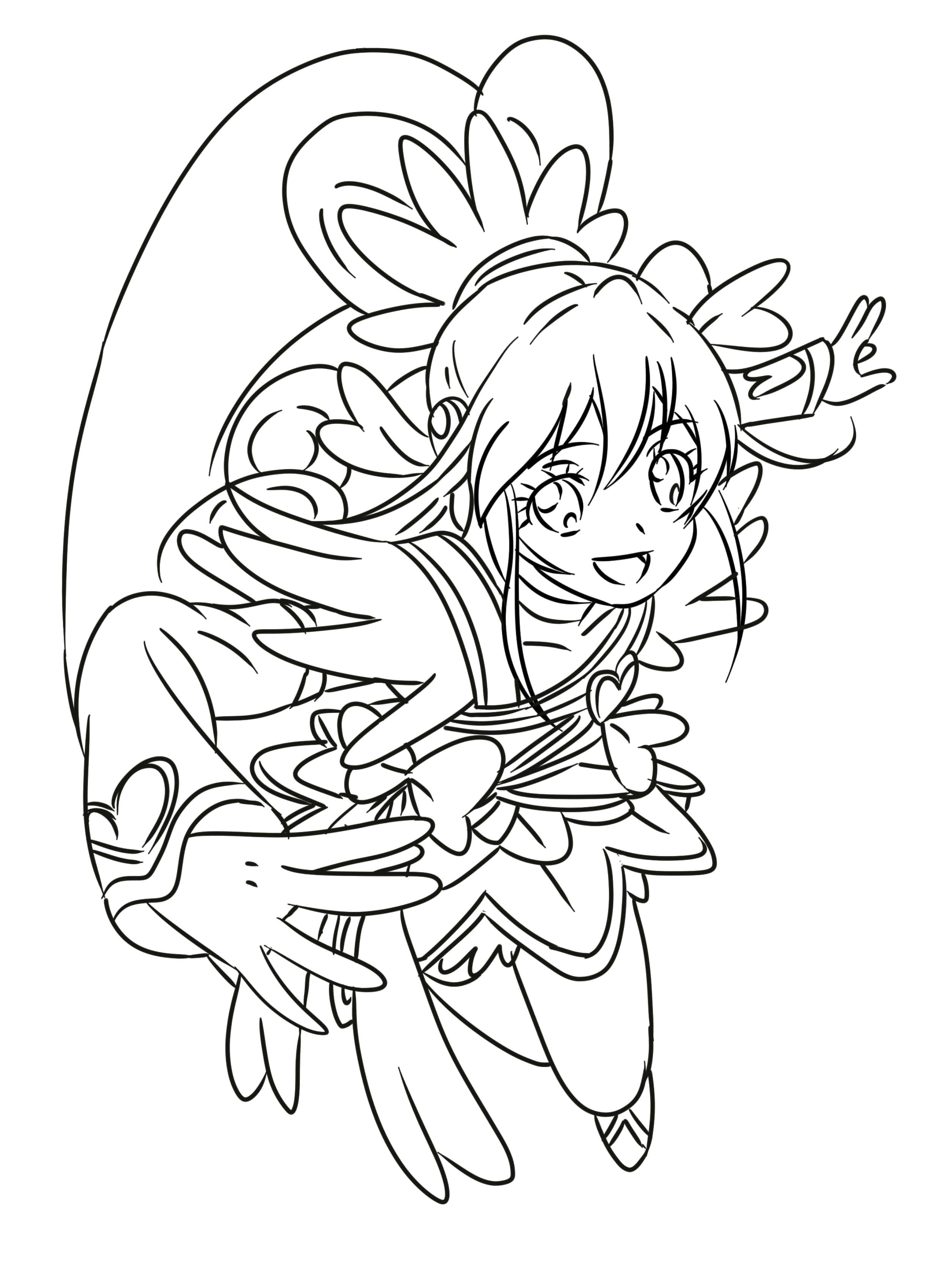 Cure Heart Precure Glitter Force Coloring Page