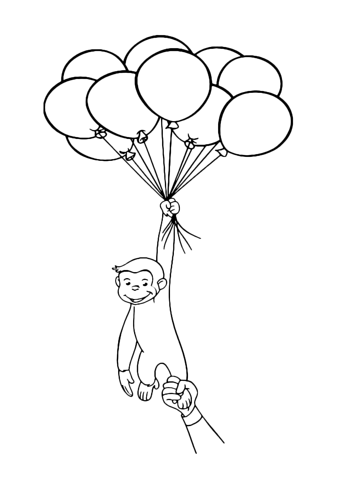Curious George Balloon Coloring Page