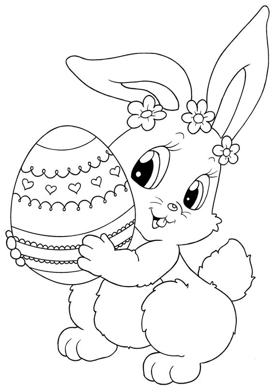 Cute Adorable Rabbit Easter Coloring Page